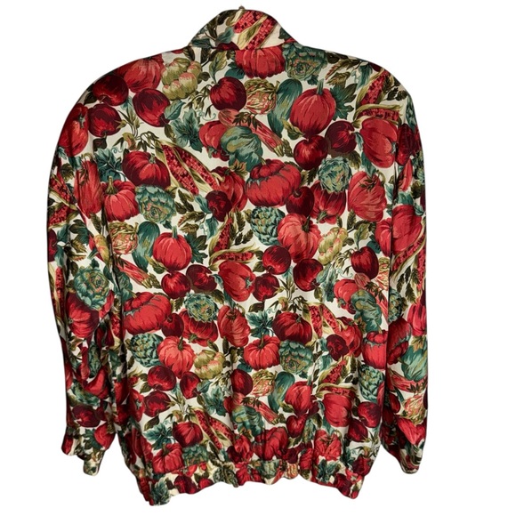 Vintage Lady Bear Fall Pumpkin Silk Bomber Jacket Size L Womens - Picture 3 of 6